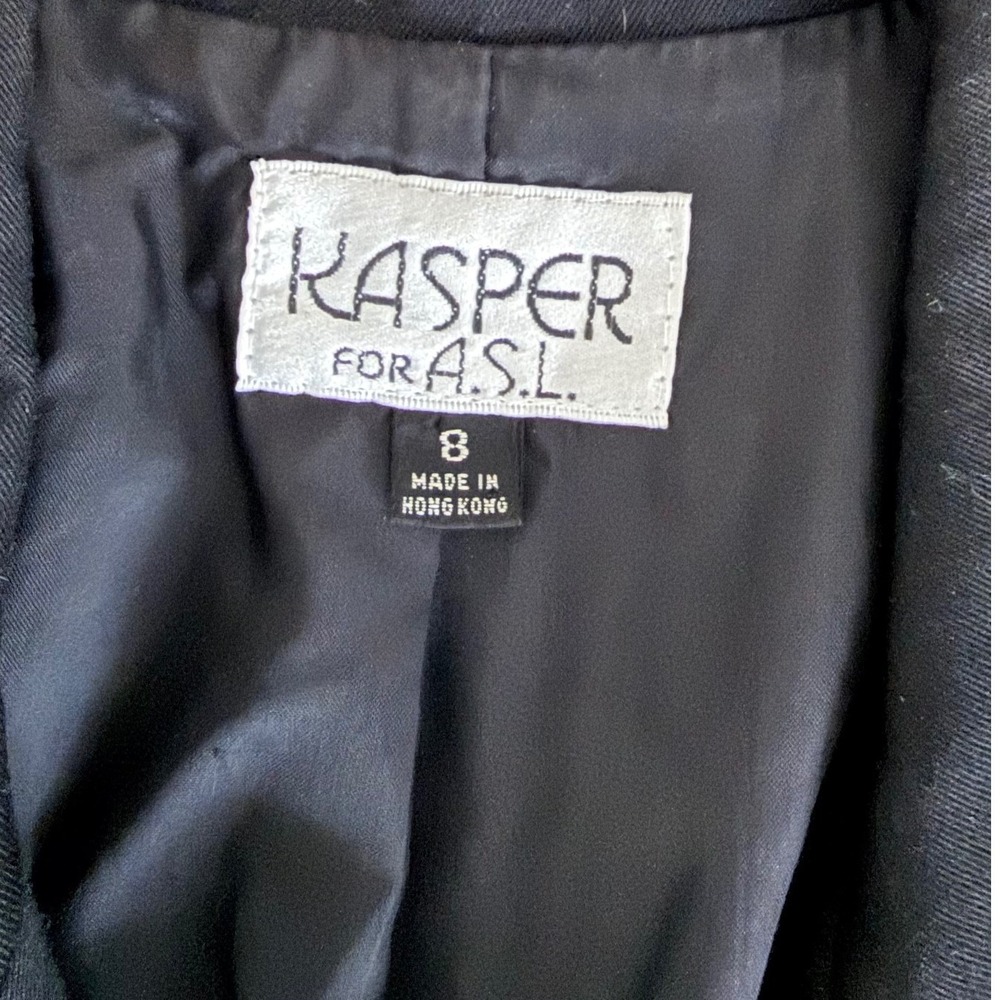 Kasper for ASL Vintage Black Double Breasted Blazer Dress Gold Buttons Size 8 - Picture 8 of 15